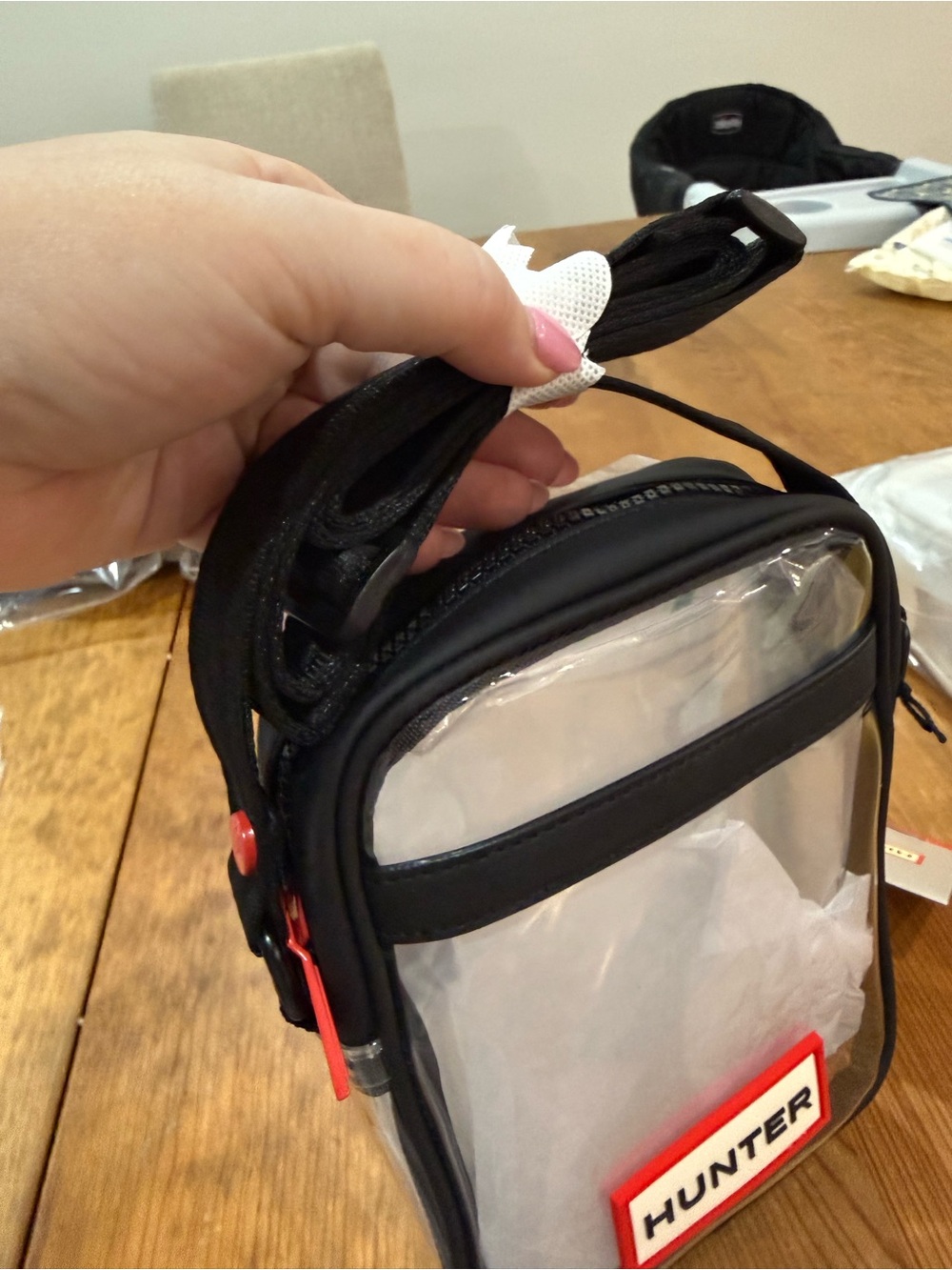 Hunter Clear Crossbody with Black Trim and Red Logo Patch - Picture 4 of 10